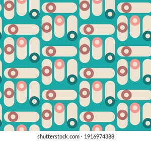 Spring seamless geometric pattern with the image of circles, ovals, tori. Vector design for web banner, business presentation, brand package, fabric, print, wallpaper, postcard.