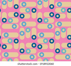 Spring seamless geometric pattern with the image of circles, ovals, tori. Vector design for web banner, business presentation, brand package, fabric, print, wallpaper, postcard.