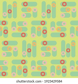 Spring seamless geometric pattern with the image of circles, ovals, tori. Vector design for web banner, business presentation, brand package, fabric, print, wallpaper, postcard.