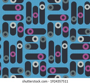 Spring seamless geometric pattern with the image of circles, ovals, tori. Vector design for web banner, business presentation, brand package, fabric, print, wallpaper, postcard.