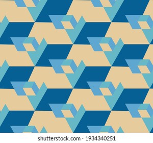 Spring seamless geometric pattern with the image of cubes, geometric shapes, engineering structures, industry. Vector design for web banner, business presentation, brand package, fabric, print.