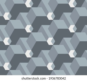 Spring seamless geometric pattern with the image of cubes, geometric shapes, engineering structures, industry. Vector design for web banner, business presentation, brand package, fabric, print.