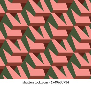 Spring seamless geometric pattern with the image of architecture, construction, blocks. Vector design for web banner, business presentation, brand package, fabric, print, wallpaper, postcard.