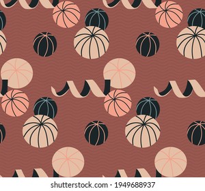 Spring seamless geometric pattern with the image of citrus, oranges, peel. Vector design for web banner, business presentation, brand package, fabric, print, wallpaper, postcard.