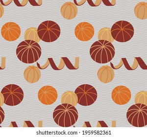 Spring seamless geometric pattern with the image of citrus, oranges, peel. Vector design for web banner, business presentation, brand package, fabric, print, wallpaper, postcard.