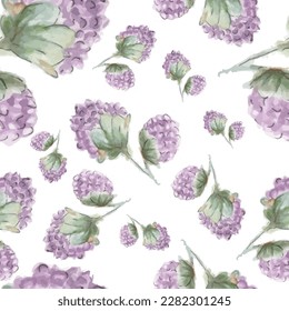 Spring seamless pattern with abstract blossom tree with delicate pink flowers and buds, watercolor illustration isolated on white background, floral print for fabric, wallpapers or wrapping paper.