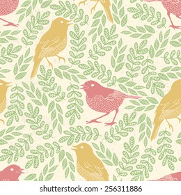 Spring seamless pattern with animals