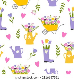 Spring seamless pattern. Background for scrapbooking, greeting card, party invitation, print, wrapping paper.