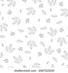 Spring seamless pattern with black and white sprigs. Vector stock illustration for fabric, textile, wallpaper, posters, paper. Fashion print. Branch with leaves. Doodle style.