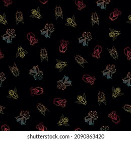 Spring seamless pattern with bugs