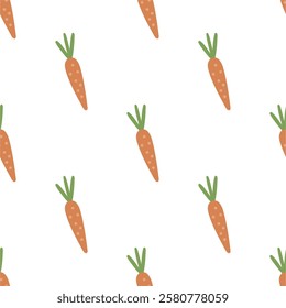 Spring seamless pattern with carrot. Flat style, vector print