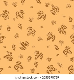 Spring seamless pattern with color sprigs. Vector stock illustration for fabric, textile, wallpaper, posters, paper. Fashion print. Branch with leaves. Doodle style.