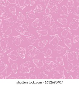 Spring seamless pattern for decoration with magnolia flowers.