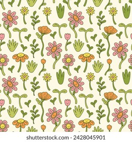 Spring seamless pattern. Decorative ornamental seamless spring pattern design. Vector illustration pattern design for Poster, Banner, Flyer, Card, Cover, Post, Promotion, fabric, backgrounds, package.