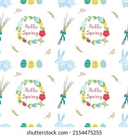 Spring seamless pattern. Flat vector illustration