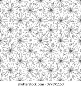 Spring seamless pattern with flowers chamomiles for coloring. vector spring flower background for wallpapers, textile, packaging on Easter, Womens day, Birthday, march 8