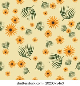 Spring seamless pattern with flowers,Vector colorful kids background. Cute t-shirt design for kids clothing.