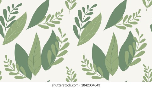 Spring seamless pattern of green leaves. The theme of ecology, environment, nature conservation. For paper, covers, fabrics