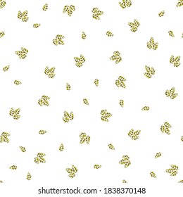 Spring seamless pattern with green sprigs. Vector stock illustration for fabric, textile, wallpaper, posters, paper. Fashion print. Branch with leaves. Doodle style.