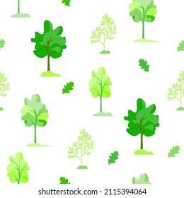spring seamless pattern with green trees.vector illustration.