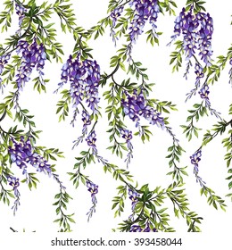 Spring seamless pattern of lilac flowers