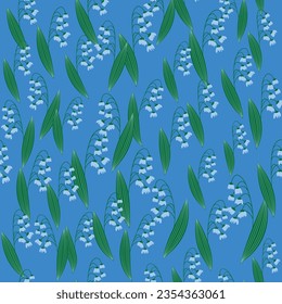 Spring seamless pattern with lily of the valley flowers