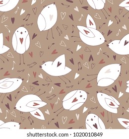 Spring seamless pattern with music birds