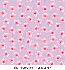 Spring seamless pattern with pink blossom flowers