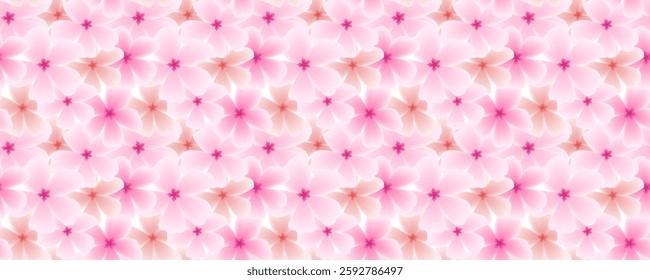 Spring seamless pattern with sakura flowers. Pastel pink background. Vector illustration for banners, cards, social media