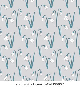 spring seamless pattern with snowdrop flowers
