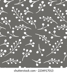 Spring seamless pattern with sprigs. Vector stock illustration for fabric, textile, wallpaper, paper. Branch with leaves. Doodle vector illustration. Simple minimalistic pattern.
