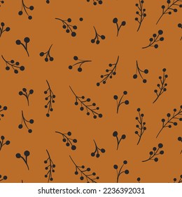 Spring seamless pattern with sprigs. Vector stock illustration for fabric, textile, wallpaper, paper. Branch with leaves. Doodle vector illustration. Simple minimalistic pattern.
