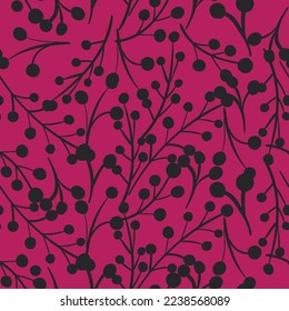 Spring seamless pattern with sprigs. Vector stock illustration for fabric, textile, wallpaper, paper. Branch with leaves. Doodle vector illustration. Simple minimalistic pattern.