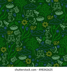 Spring seamless pattern. Symbols of spring.