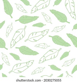 Patrón sin fisuras de primavera con hojas verdes tropicales para impresión y fondo. Ilustración vectorial.