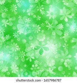 Patrón transparente de primavera de varias flores en colores verdes