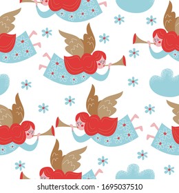 Spring seamless pattern. Vector cute illustration. For printing on fabric or paper. Patterns for clothing, Wallpaper, wrapping paper, tablecloths.