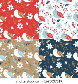 Spring seamless pattern. Vector cute illustration. For printing on fabric or paper. Patterns for clothing, Wallpaper, wrapping paper, tablecloths.