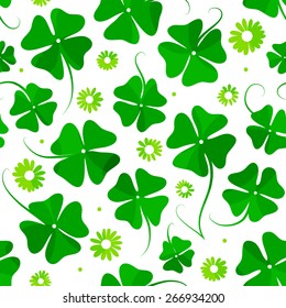 Spring seamless pattern. Vector illustration. Spring design. Green background.