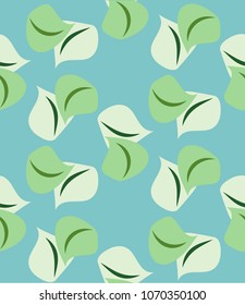 Spring seamless pattern with young foliage. Vector.