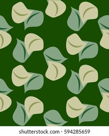 Spring seamless pattern with young foliage. The leaves and branches of trees. Vector.