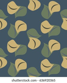Spring seamless pattern with young foliage. The leaves and branches of trees. Vector.