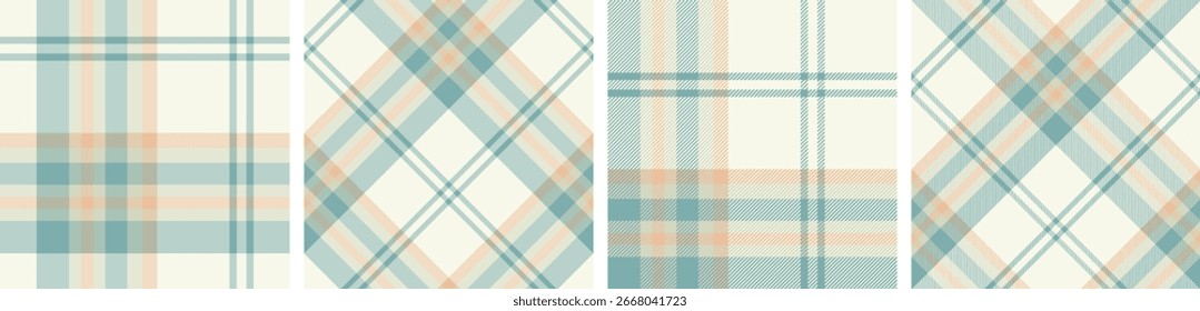 Spring seamless plaid and check pattern set. tartan checkered fabric fashion texture background. 