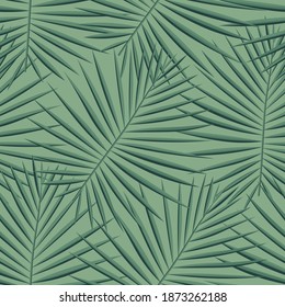 Spring Seamless Plant Graphic Pattern. Vibrant Repeated Exotic Vector Abstract. Tropical, Green Seamless Pattern. Pattern, Light Seamless Isolated Graphic Leaves. Vector,