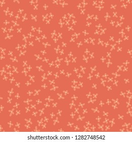 Spring seamless red pattern with tiny simple flowers. Vector illustration with flat modern texture. Decorative floral ornament for fabric, paper or card.