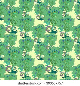 Spring seamless texture. Vector background with flowering tree. Blossom tree. 