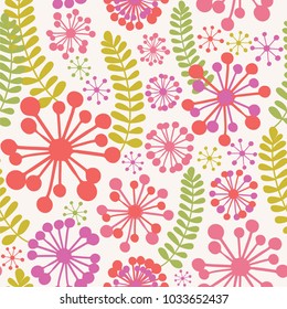 Spring seamless vector pattern in retro colors.