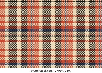 Spring seamless vector plaid, customizable pattern textile check. Setting tartan texture fabric background in light and red colors palette.