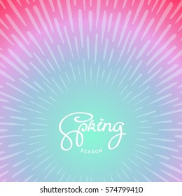 Spring season. Abstract artwork background with doodle sunburst.
 Vector template for your design.