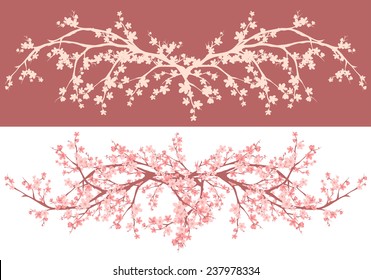 spring season asian style cherry blossom - sakura branches decorative vector design